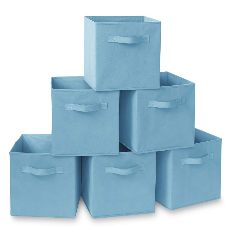 Casafield Set of 6 Collapsible Fabric Cube Storage Bins, Baby Blue - 11" Foldable Cloth Baskets for Shelves, Cubby Organizers & More - Image 1